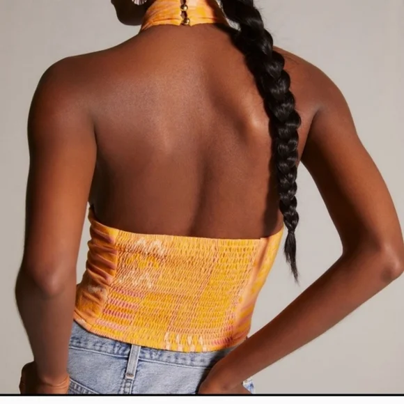 ANTHROPOLOGIE EVA FRANCO ORANGE TWIST HALTER TOP NWT SIZE LARGE - Picture 4 of 6